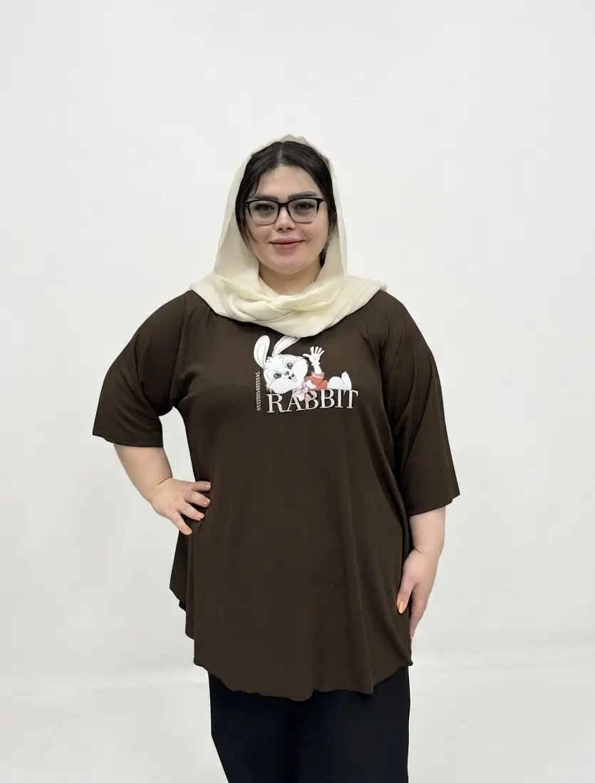تیشرت تونیک زنانه سایز بزرگ طرح خرگوش RABBIT
